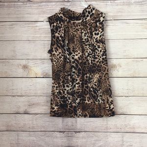 Leopard print sleeveless blouse